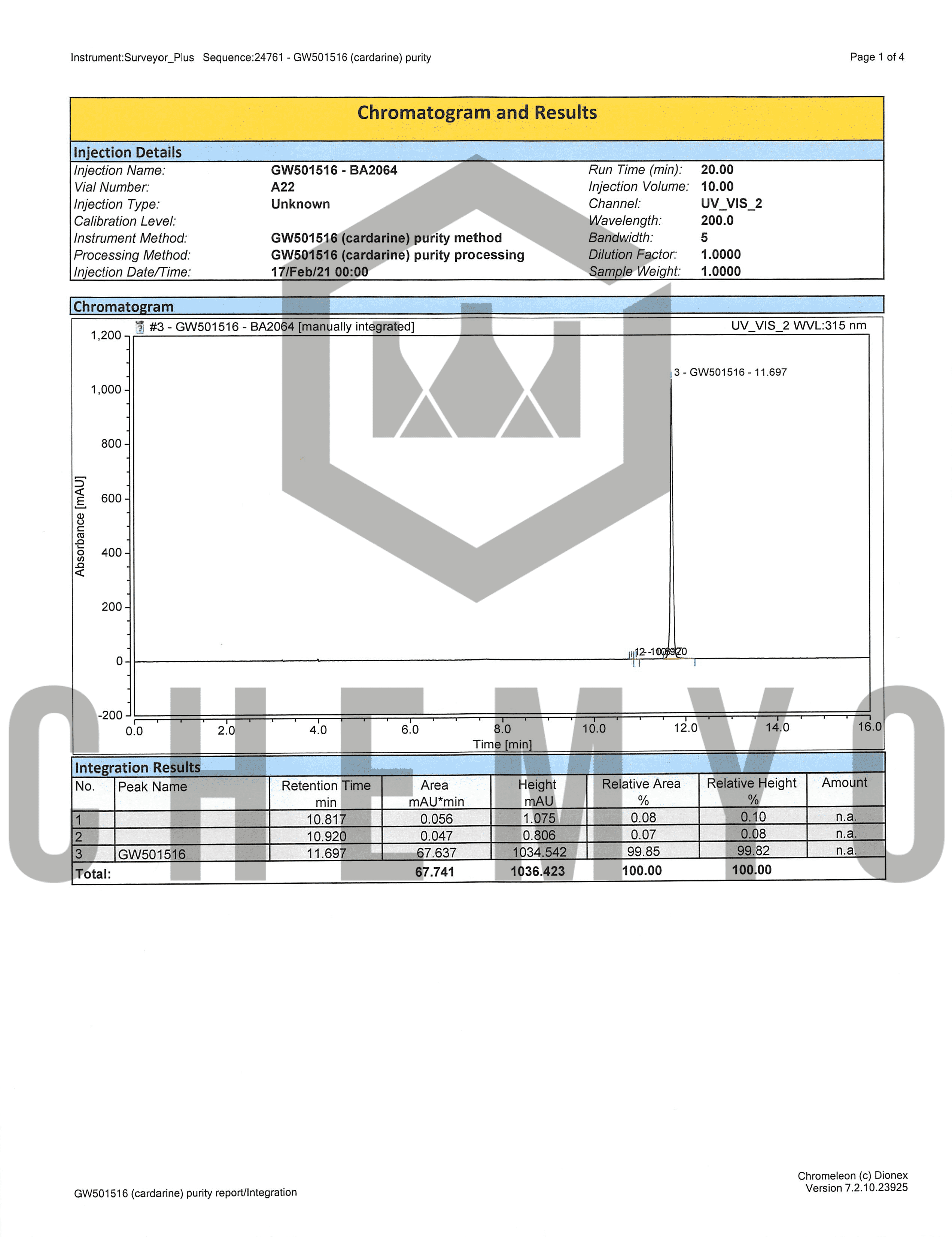 GW501516 | Buy GW-501516 Cardarine 10mg/ml 50ml Solution